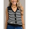 Coolmee Women's Striped Button Down Sweater Vest Casual V Neck Sleeveless Knitted Tank Tops - 4 of 4