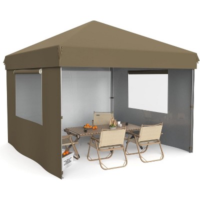 10x10 Pop Up Canopy with 3 Removable Sidewalls, Beach Tent - UV Protection, Outdoor Gazebo with 1-Button Push, Outdoor Sun Shade Events