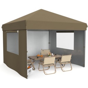10x10 Pop Up Canopy with 3 Removable Sidewalls, Beach Tent - UV Protection, Outdoor Gazebo with 1-Button Push, Outdoor Sun Shade Events - 1 of 4
