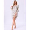INSPIRE CHIC Womens Nightgown Floral Long Sleeve Pleated Raglan Sleeve Elastic Cuff Midi with Pocket Sleepwear Nightdress - 2 of 4