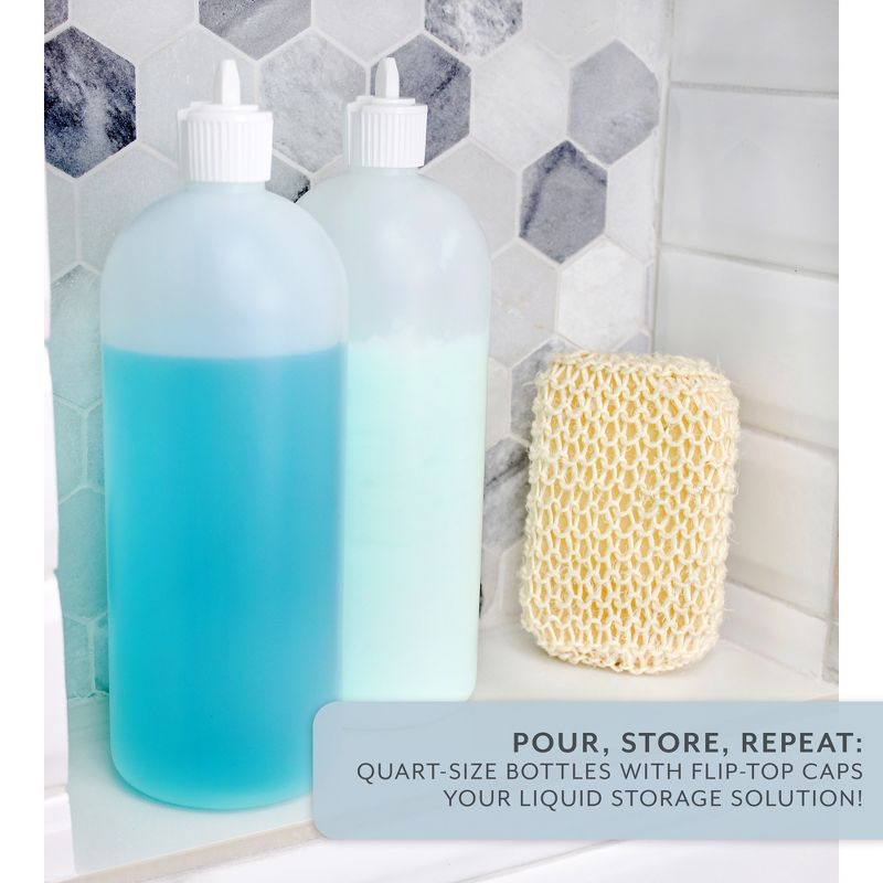 Cornucopia Brands 32oz Flip Top Plastic Squeeze Bottles 4pk; Spout Style Tops, Natural Color, 5 of 9