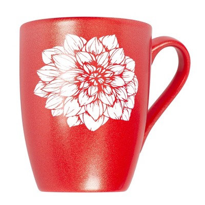 Elanze Designs Botanical Floral Nature Coffee Cup Mug 10 Ounce Ceramic With Shimmery Metallic Finish Elegant Minimalist Dahlia Flower Silhouette