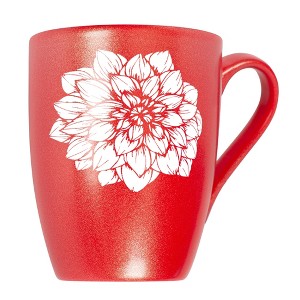 Elanze Designs Botanical Floral Nature Coffee Cup Mug 10 Ounce Ceramic With Shimmery Metallic Finish Elegant Minimalist Dahlia Flower Silhouette - 1 of 4