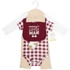 Hudson Baby Infant Boys Cotton Layette Set, Burgundy Tan Suspenders - 2 of 4