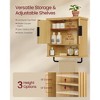 Wall Mounted Bathroom Cabinet - Over Toilet Storage with Fluted Doors, Towel Bar, Adjustable Shelf, 17.7" Wide, Oak Beige - 4 of 4