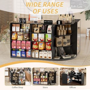 PAKASEPT L-Shaped Reception Desk with Counter for Retail & Checkout, Front Reception Counter with Drawers & Shelves, for Beauty Salon,Shop,Bar, Black - 1 of 4