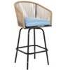 VYNXARIA Outdoor Bar Stools Set of 2, 2-Piece Patio Bar Stools with Armrests, All Weather Rattan Bar Chairs with Backrest£¬Blue - 4 of 4