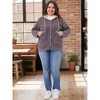 Women's Plus Size Fleece Hooded Fuzzy Long Sleeve Button Down Casual Teddy Jacket with Pockets - Agnes Orinda - 3 of 4
