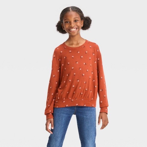 Girls' Cozy Pullover Sweatshirt - Cat & Jack™ Orange Xl Plus : Target