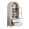 COMHOMA 71" Tall Arched Pantry Cabinet with 2 Large Drawers, Modern Farmhouse Kitchen Storage Cabinets with Adjustable Shelves, Glass Door, White - 2 of 4