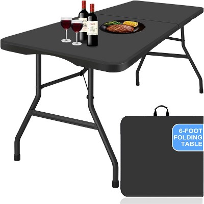 Musment 6FT Foldable Table with Built in Handle & Steel Legs | Heavy Duty Portable | Perfect for Party, Dining, Wedding, Events, Picnic