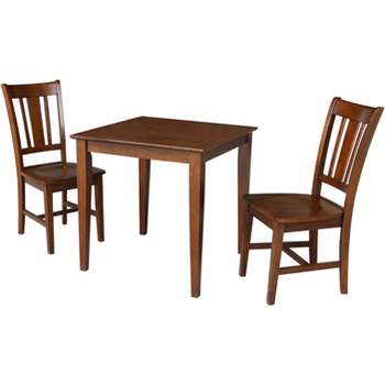 International Concepts 30x30 Dining Table with 2 Chairs in Espresso