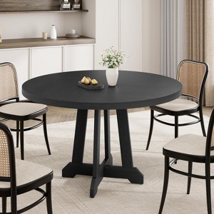 Round Dining Table for 4, Kitchen Dining Room Circle Dinner Pedestal Table - 1 of 4