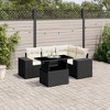vidaXL 5 Piece Patio Sofa Set with Cushions Black and Cream Poly Rattan - Without Storage - 2 of 4