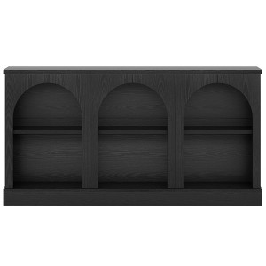 Resenkos Modern Black Console Table, Entryway & Living Room, Wooden Design, Arched Shelf, Stylish Display, Space-Saving Elegant, Black - 1 of 4