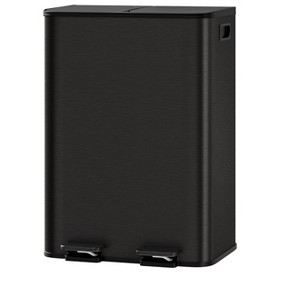 Double compartment kitchen trash can, rectangular trash can with removable inner bucket, suitable for restaurants and hotels - 1 of 4