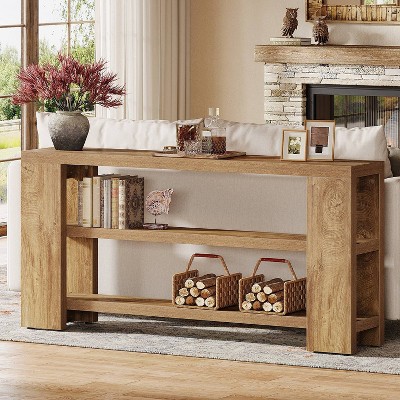 Hommoo Extra Long 3-Tier Console Table with Storage