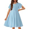 Arshiner Girl's Summer Dresses Ruffle Short Sleeve Swing Flowy Midi Casual Sundress with Pockets - 3 of 4