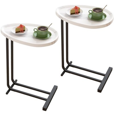 KTMBDW C-Shaped Side Table, C Table End Table for Sofa and Bedside, Couch Side Tables with Metal Frame Slide for Bedroom Living Room