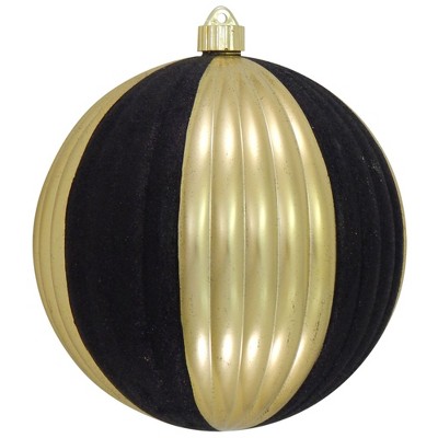 Christmas by Krebs Gold and Black Shatterproof Ripple Christmas Ball Ornament 8" (200mm)