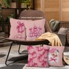 Pink Winter Christmas Coquette Bow Throw Pillow Covers 18x18 Set of 4, Christmas Tree Santa Claus Decor - 4 of 4