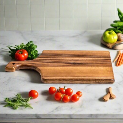 Large Acacia Wood Cutting and Charcuterie Board with Handle
