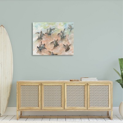 Baby Sea Turtles Beige Canvas Wall Art, 30 x 40