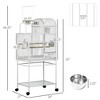 Akoasm 55 Inch Large Parakeets Parrot Bird Cage & Carrier With Rolling Stand, Food Container And Toy Hooks-Black - 2 of 4