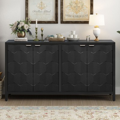 NicBex  Modern Sideboard,Kitchen Storage Cabinets with Different Pattern Design for Kitchen and Dining Room,Black/Blue