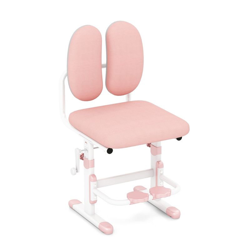 Costway Height-Adjustable Kids Desk Chair with Double Back Support & Rotatable Footrests Blue/Pink, 1 of 11
