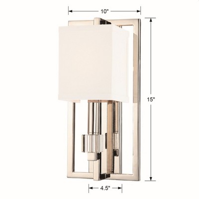 Polished Nickel Crystal Cube Silk Shade Sconce
