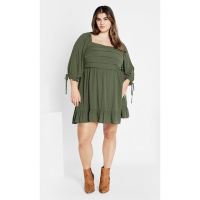 Women's Plus Size Allegra Mini Dress - khaki | CITY CHIC