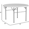 VINGLI 48" Round Bi-Folding Commercial Table, Portable Plastic Dining Card Table for Outdoor Parties, Restaurants, Cafes and Commercial Events, White - 3 of 4