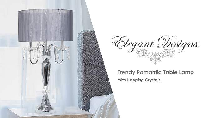 Romantic Sheer Shade Table Lamp with Hanging Crystals - Elegant Designs, 2 of 13, play video