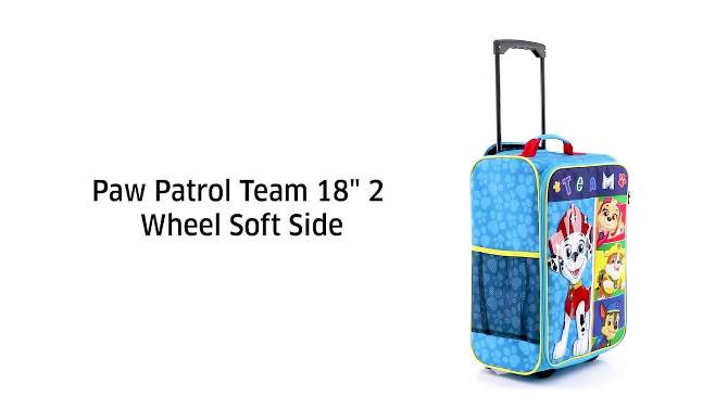 Paw Patrol Team Youth 18" Soft Sided Roller Carry-On Suitcase, 2 of 8, play video