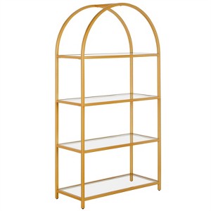 62 in. Arched Brass Finish Bookcase - Henn&Hart - 1 of 4