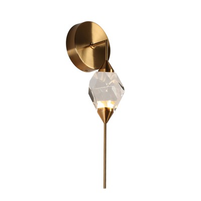 LNC Lucivagus 1-Lights 5.5" Luxury and  Glam Armed Integrated LED Crystal Wall  Lights ,Polisehd Gold