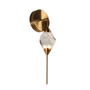 LNC Lucivagus 1-Lights 5.5" Luxury and  Glam Armed Integrated LED Crystal Wall  Lights ,Polisehd Gold - 1 of 4
