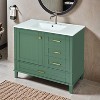 36" Black Bathroom Vanity with Solid Pine Frame, 1 Soft Close Door and 3 Drawers , Modern Storage Cabinet - Leovsnove - 2 of 4