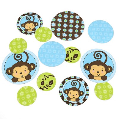 Big Dot of Happiness Blue Monkey Boy - Baby Shower or Birthday Party Giant Circle Confetti - Party Decorations - Large Confetti 27 Count