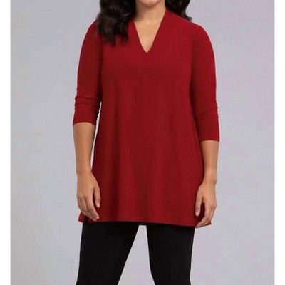 Women's 3/4 Sleeve Deep V-Neck Tunic Top - Sympli