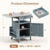Zevemomo Outdoor Grill Cart with Drop Leaf, Stainless Steel Tabletop & Solid Wood Cabinet with Drawer, Towel Rack & Lockable Wheels, Gray-Blue - 4 of 4