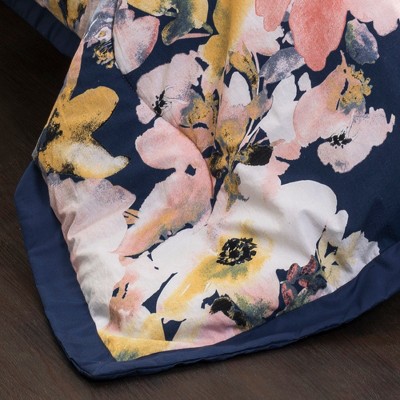 Lush Decor Full/Queen 7pc Floral Watercolor Comforter Set Blue - Lush Décor: Reversible Midweight Bedding with Decorative Pillows — фото 4