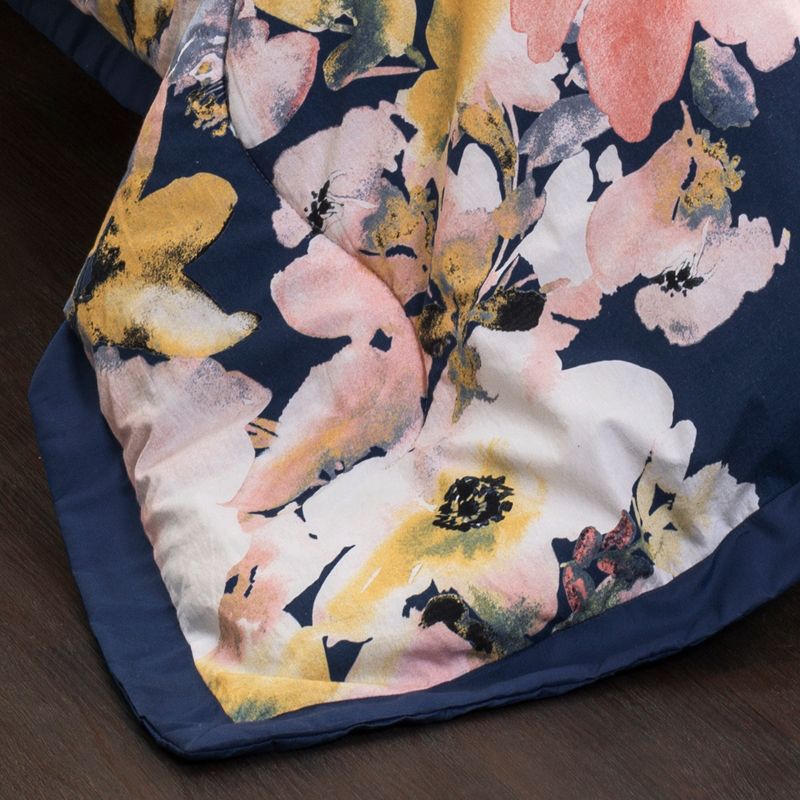 Full/Queen 7pc Floral Watercolor Comforter Set Blue - Lush D&#233;cor, 5 of 8