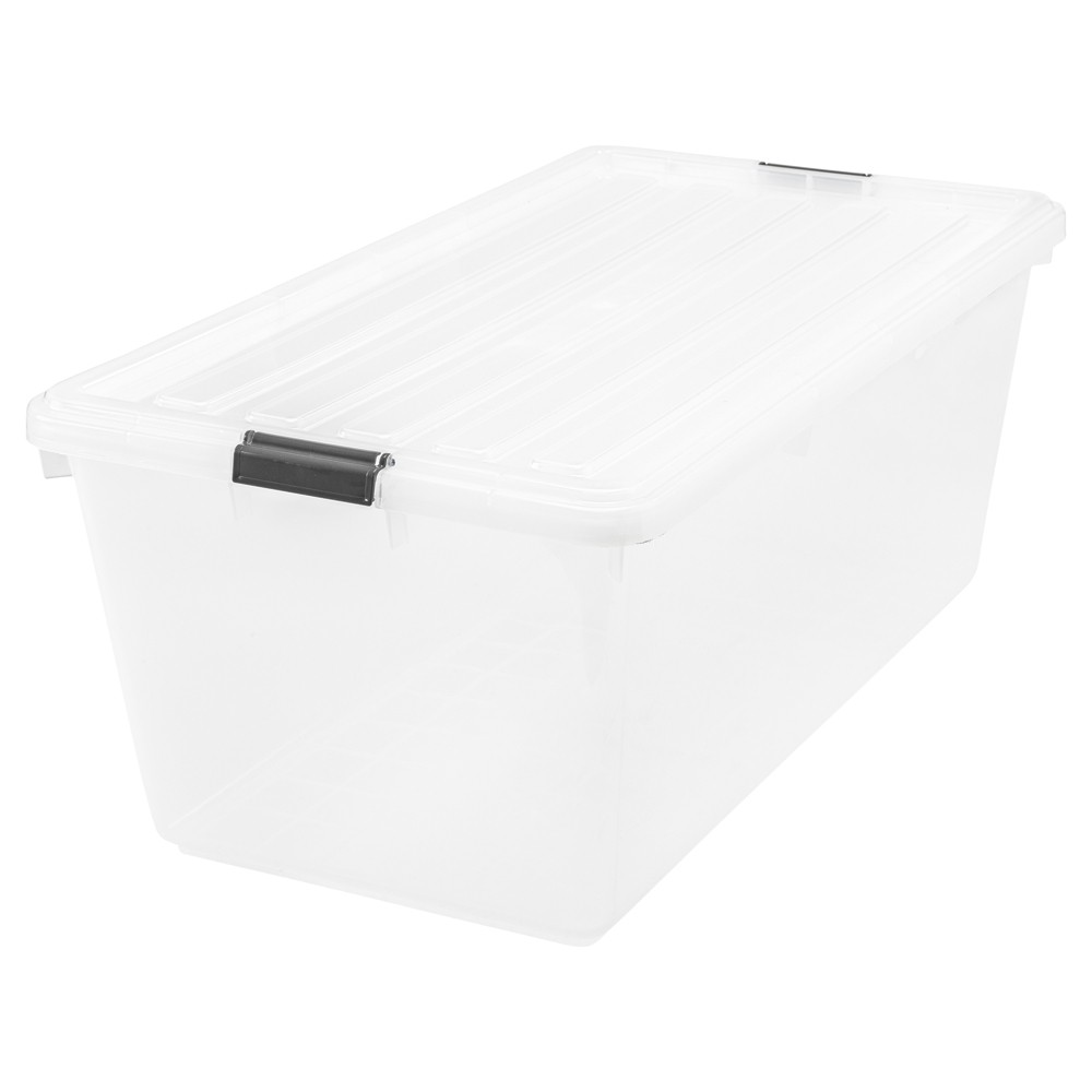 UPC 762016004303 product image for IRIS 91qt Buckle Down Plastic Storage Bin Clear | upcitemdb.com