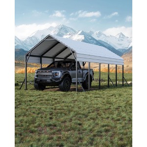 Metal Carport, Reinforced Frame and Steel Roof for All-Weather Use, Permanent Shelter for Bass Boats, Full-Sized Pickup Trucks, and Tractors - 1 of 4