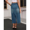 INSPIRE CHIC Women's Denim Stretch High Waisted Split Back Pockets Casual Pencil Midi Skirts - 4 of 4
