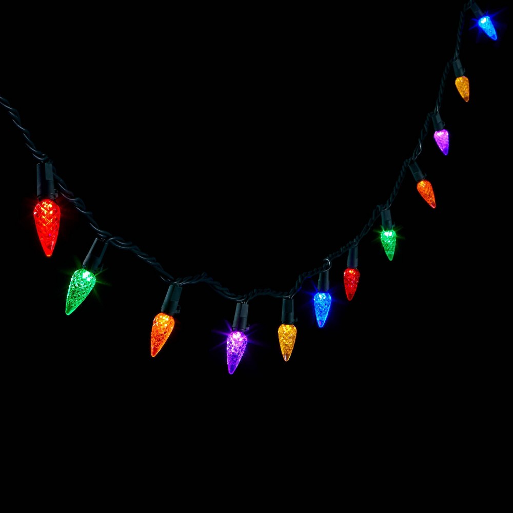 60ct LED C6 Faceted Christmas String Lights Multicolor with Green Wire - Wondershop