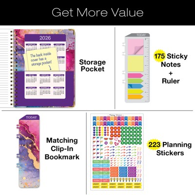 Global Printed Products Hardcover CY 2025 Fashion Planner - 8.5"x11" (Rainbow Gold Marble)