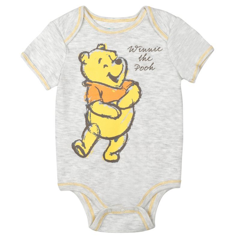 Disney Winnie the Pooh Baby Bodysuit Pants Bib and Hat 4 Piece Outfit Set Newborn to Infant, 2 of 8